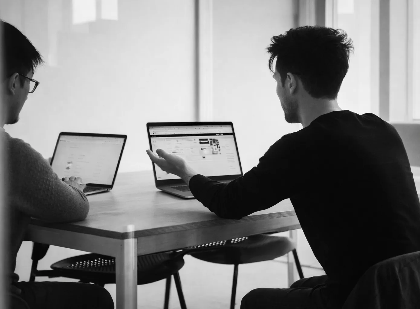 Modern tech team collaborating in an office environment